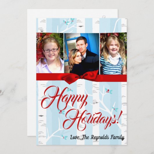 5x7 XMAS Carte photo d'hiver pour oiseaux de Noël (Devant / Derrière)