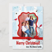 5x7 XMAS Carte photo d'hiver pour oiseaux de Noël (Devant)