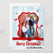 5x7 XMAS Carte photo d'hiver pour oiseaux de Noël (Devant / Derrière)