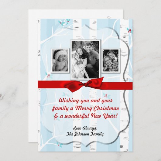 5x7 XMAS Carte photo d'hiver pour oiseaux de Noël (Devant / Derrière)