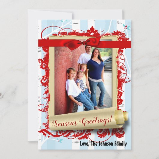 5x7 XMAS Carte photo d'hiver pour oiseaux de Noël (Devant)