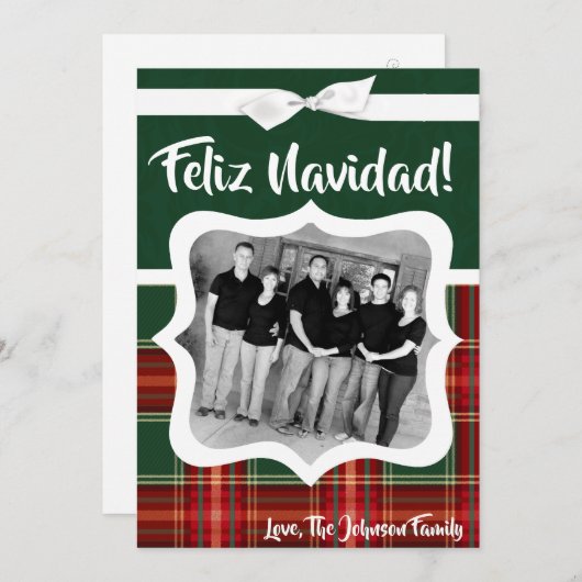 5x7 XMAS Carte photo en tissu rouge de Noël (Devant / Derrière)