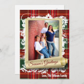 5x7 XMAS Carte photo en tissu rouge plaqué Noël (Devant / Derrière)