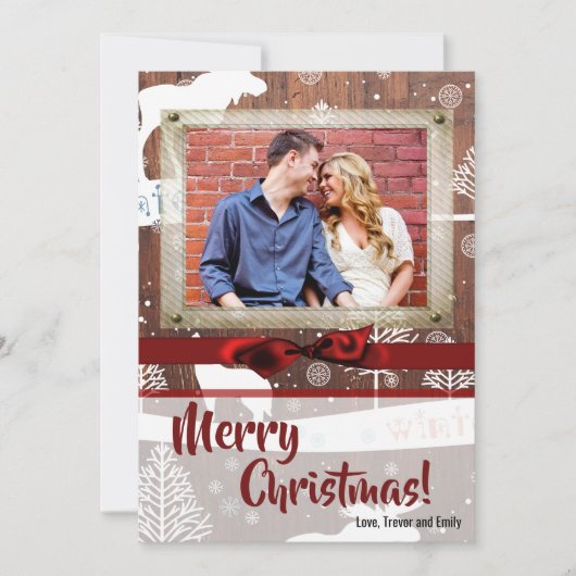 5x7 XMAS Cerf de Noël Bois Buck Doe Carte photo (Devant)