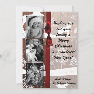 5x7 XMAS Kerst Herten Hout Buck Doe FOTOKAART Feestdagenkaart