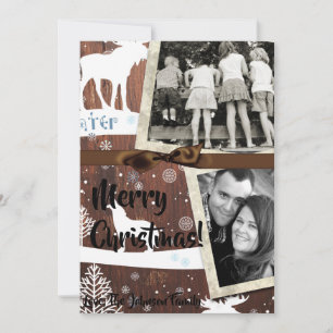 5x7 XMAS Kerst Herten Hout Buck Doe FOTOKAART Feestdagenkaart