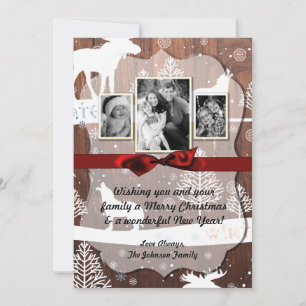 5x7 XMAS Kerst Herten Hout Buck Doe FOTOKAART Feestdagenkaart