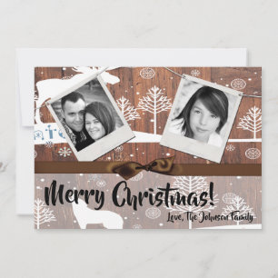 5x7 XMAS Kerst Herten Hout Buck Doe FOTOKAART Feestdagenkaart