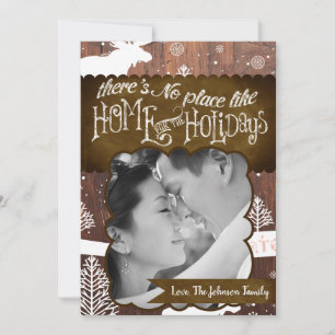 5x7 XMAS Kerst Herten Hout Buck Doe FOTOKAART Feestdagenkaart