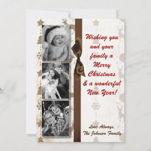 5x7 XMAS-kerstBurlap Deer Doe Buck PHOTO-kaart Feestdagenkaart