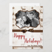 5x7 XMAS-kerstBurlap Deer Doe Buck PHOTO-kaart Feestdagenkaart (Voorkant / Achterkant)