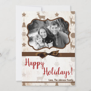 5x7 XMAS-kerstBurlap Deer Doe Buck PHOTO-kaart Feestdagenkaart