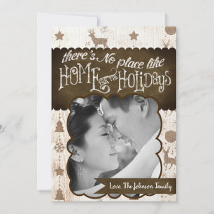 5x7 XMAS-kerstBurlap Deer Doe Buck PHOTO-kaart Feestdagenkaart