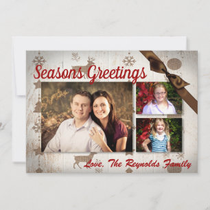 5x7 XMAS-kerstBurlap Deer Doe Buck PHOTO-kaart Feestdagenkaart