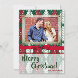 5x7 XMAS-kerstkaart voor Oogly Sweater Green PHOTO Feestdagenkaart
