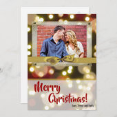 5x7 XMAS Kerstmis Gouden Bokeh Lichten FOTO-kaart Feestdagenkaart (Voorkant / Achterkant)