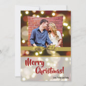 5x7 XMAS Kerstmis Gouden Bokeh Lichten FOTO-kaart Feestdagenkaart (Voorkant)