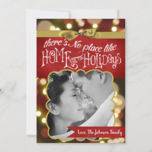 5x7 XMAS Kerstmis Gouden Bokeh Lichten FOTO-kaart Feestdagenkaart