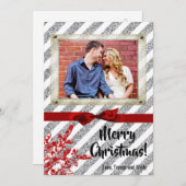 5x7 XMAS Kerstmis Rode Glitter Sneeuwvlok FOTO-kaa Feestdagenkaart (Voorkant / Achterkant)