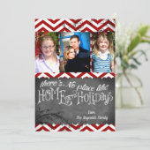 5x7 XMAS-kerstrode Chevron Chalkboa FOTO-kaart Feestdagenkaart (Staand voorkant)