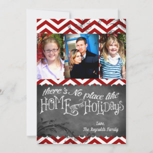 5x7 XMAS-kerstrode Chevron Chalkboa FOTO-kaart Feestdagenkaart
