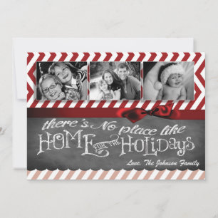 5x7 XMAS-kerstrode Chevron Chalkboa FOTO-kaart Feestdagenkaart