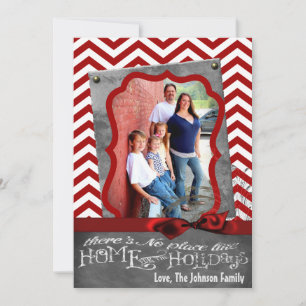 5x7 XMAS-kerstrode Chevron Chalkboa FOTO-kaart Feestdagenkaart