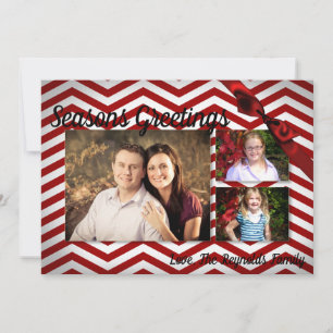 5x7 XMAS-kerstrode Chevron Chalkboa FOTO-kaart Feestdagenkaart