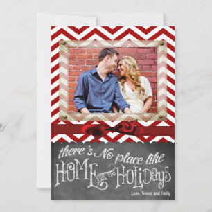 5x7 XMAS-kerstrode Chevron Chalkboa FOTO-kaart Feestdagenkaart