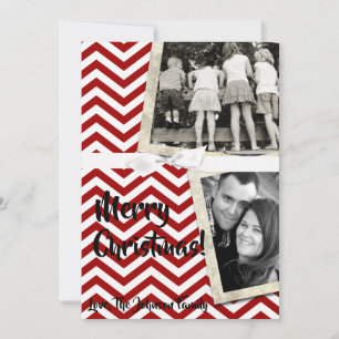 5x7 XMAS-kerstrode Chevron Chalkboa FOTO-kaart Feestdagenkaart