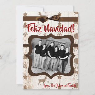 5x7 XMAS Noel Burlap Deer Doe Buck Carte photo