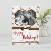 5x7 XMAS Noel Burlap Deer Doe Buck Carte photo (Debout devant)