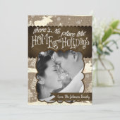 5x7 XMAS Noel Burlap Deer Doe Buck Carte photo (Debout devant)