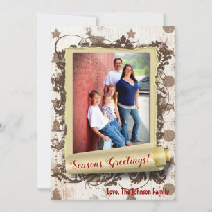 5x7 XMAS Noel Burlap Deer Doe Buck Carte photo