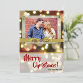 5x7 XMAS Noël Gold Bokeh Lights Carte photo (Debout devant)