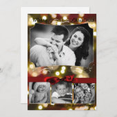 5x7 XMAS Noël Gold Bokeh Lights Carte photo (Devant / Derrière)