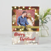 5x7 XMAS Noël Gold Bokeh Lights Carte photo (Debout devant)