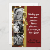 5x7 XMAS Noël Gold Bokeh Lights Carte photo (Devant / Derrière)