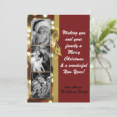 5x7 XMAS Noël Gold Bokeh Lights Carte photo (Debout devant)
