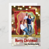 5x7 XMAS Noël Gold Bokeh Lights Carte photo (Devant / Derrière)