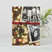 5x7 XMAS Noël Gold Bokeh Lights Carte photo (Debout devant)