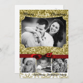 5x7 XMAS Noël Gold Snowflake Carte photo (Devant / Derrière)