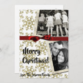 5x7 XMAS Noël Gold Snowflake Carte photo (Devant / Derrière)