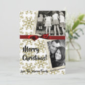 5x7 XMAS Noël Gold Snowflake Carte photo (Debout devant)