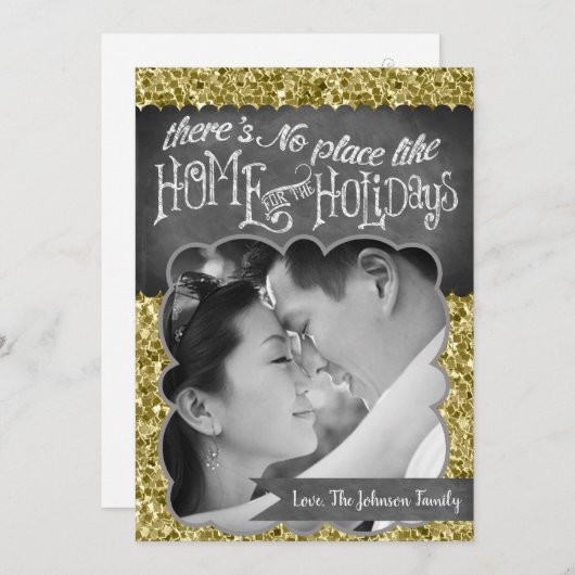 5x7 XMAS Noël Gold Snowflake Carte photo (Devant / Derrière)