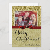 5x7 XMAS Noël Gold Snowflake Carte photo (Devant / Derrière)