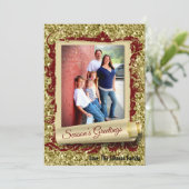 5x7 XMAS Noël Gold Snowflake Carte photo (Debout devant)