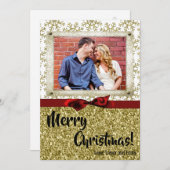 5x7 XMAS Noël Gold Snowflake Carte photo (Devant / Derrière)