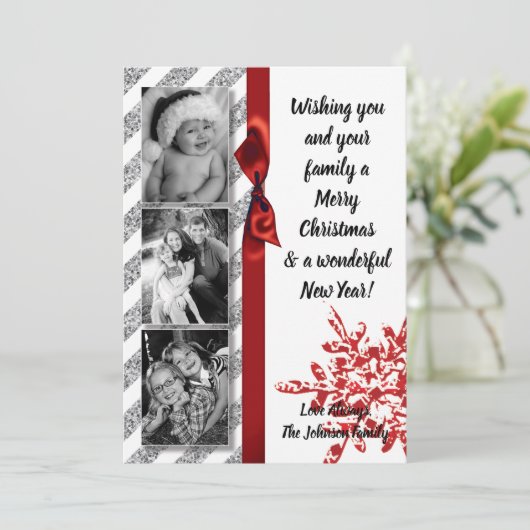 5x7 XMAS Noël Parties scintillant rouge Carte phot (Debout devant)