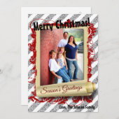 5x7 XMAS Noël Parties scintillant rouge Carte phot (Devant / Derrière)